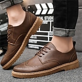 preiswerte Halbformell-Schwarze Oxford-Schuhe aus Kunstleder für Herren – klassische Brogue-Details mit strapazierfähiger Sohle für formelle und legere Kleidung