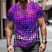 billige 3D T-skjorter-Herre Grafisk Geometrisk metallisk skjorte T skjorte Kortermet T skjorte 3D-utskrift Crew-hals Skjorte Årgang Mote Designer utendørs Daglig Sport Blå Lilla Oransje Vår sommer Klær S M L XL 2XL 3XL