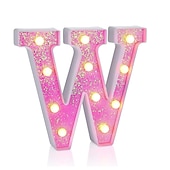cheap Decorative Lights-LED Letter Lights Light Up Pink Letters Glitter Alphabet Letter Sign Battery Powered for Night Light Birthday Party Wedding Girls Gifts Home Bar Christmas Decoration Pink Letter