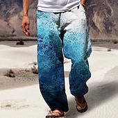 voordelige Casual herenbroek met print-Voor heren Broek Zomerbroek Strandbroeken Trekkoord Elastische taille 3D-afdrukken Verloop Grafische prints Comfort Casual Dagelijks Feestdagen Streetwear Hawaii blauw Groen