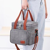 baratos Organizadores para automóveis-lancheira, lancheira isolada de 14l, bolsa térmica expansível de dois andares, bolsa leve à prova de vazamentos com bolso lateral para tecido, terno para homens e mulheres