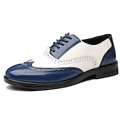 tanie Formalny-męskie czarno-białe buty typu oxford brogsy z zapięciem na rzepy – dwukolorowe, sznurowane buty wizytowe w stylu vintage na formalne okazje i w stylu retro