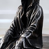 お買い得  ハロウィンの吊るし飾りとテーブルトップ装飾-ハロウィン ホラー アート デザイン 樹脂 黒ローブ 死神 座像 ゴシック ダークナイト テロ 死神の装飾 ハロウィン ホーム デコレーション 本棚 デスクトップ 装飾 ギフト 1pc