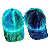 baratos Novidades-Boné de Fibra Óptica com LED e 7 Cores Boné de Beisebol Iluminado Recarregável via USB para Festa Evento Boné de Feriado