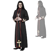 cheap Men&#039;s Costumes-Vampire Pastor Cosplay Costume Masquerade Adults&#039; Men&#039;s Cosplay Halloween Carnival Performance Halloween Halloween Carnival Masquerade Easy Halloween Costumes With Wig