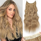 baratos Clip nas extensões-Extensões Sintéticas Clipes Cabelo Sintético Longo Alongamento Com Presilha 1pç Macio Resistente ao Calor Fofo Mulheres