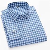 halpa miesten oxford-paidat-Miesten Pukupaita Napita paita Ei-rautapaita Oxford paita Plaid / Raidallinen / Chevron Häät Toimisto &amp; ura Vaalean keltainen Vaalea vaaleanpunainen Vaalean sininen Vaalean vihreä Pitkähihainen