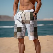 cheap Men&#039;s 3D Sweat Shorts-Men&#039;s Color Block Patchwork Graphic Prints Sweat Shorts Beach Shorts Terry Shorts Mid Waist Casual Athleisure Daily Holiday Streetwear Drawstring Elastic Waist 3D Print Designer Clothing Apparel