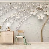 cheap Wallpaper-Cool Wallpapers Wall Mural Flower Wallpaper Wall Sticker Covering Print Adhesive Required Forest 3D Effect Floral Flower Canvas Home Décor