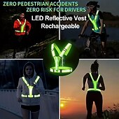 levne Dekorativní světla-USB dobíjecí LED reflexní vesta – vysoce viditelné bezpečnostní vybavení pro karnevalový běh, cyklistiku, chůzi a noční sporty