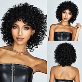 abordables Perruques Synthétiques Sans Bonnet-perruques bob noires pour les femmes perruques bob courtes avec une frange perruques droites pour un usage quotidien remplacement des cheveux cheveux naturels à la recherche d&#039;une fille utilisation