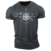 abordables T-shirt graphique pour hommes-Homme Impressions Graphiques Boussole T-shirt T-shirt graphique 100% Coton Manche Courte Graphique Chemise Noir Vert Véronèse Gris foncé T-shirt confortable Extérieur Rue Vêtements de créateurs de