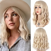 baratos Perucas de Carnaval-Perucas Laranja Vermelha para Mulheres Curta Ondulada Bob com Franja Peruca Cacheada Ruiva Comprimento até o Ombro Cabelo Vermelho Cobre 14 Polegadas Peruca Sintética Colorida para Cosplay Uso Diário