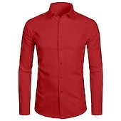 cheap Men&#039;s Dress Shirts-Men&#039;s Dress Shirt Waves Wedding Formal Evening Black White Yellow Red Long Sleeve Classic Collar All Seasons Clothing Apparel Buckle