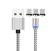 cheap Cell Phone Cables-2023 magnetic USB cable LED magnetic charging cable suitable for iPhone micro USB C type fast charging magnet charger mobile phone cable