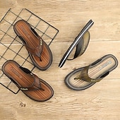 billige Utendørs sandaler-brune flip flop-sandaler for menn – lette sklisikre strandtøfler med polstret såle for sommer, reise og fritidsklær