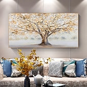 abordables Peintures fleurs/botaniques-Mintura main arbre doré paysage peintures à l&#039;huile sur toile mur art décoration moderne abstrait photos pour la décoration intérieure roulé sans cadre non étiré peinture