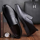 preiswerte Slipper-Schwarze Slipper aus Kunstleder für Herren – bequeme Business-Casual-Schuhe fürs Büro, auf Reisen und im Alltag