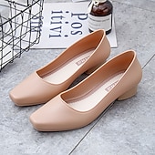 abordables Sandalias planas de mujer-Zapatos negros de tacón bajo para mujer: zapatos clásicos sin cordones con punta redonda para la oficina, el trabajo y ocasiones formales.