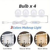 economico Striscie luci USB-10 lampadine 3 colori led make up mirror lampadine usb vanity specchio per il trucco luci bagno toilette illuminazione dimmerabile lampada da parete a led