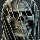 cheap Halloween Hanging &amp; Tabletop Decorations-Halloween Veil Reaper Skull Home Decoration Interior Art Desktop Decoration Halloween Resin Crafts Halloween Skeleton Decoration