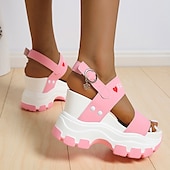 economico Sandali Sportivi-sandali con plateau chunky da donna – sandali sportivi con zeppa neri e bianchi con cinturini regolabili, scarpe estive alla moda per outfit casual e streetwear