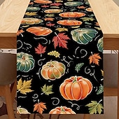 cheap Table Runners-Pumpkin Table Runner Halloween Fall Burlap Tablerunner Farmhouse Indoor Table Autumn Decoration Table Flag Decor For Dining Weddig Party Holiday