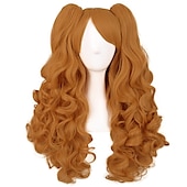 cheap Party Wigs-Wavy Blonde Ponytail Wig for Jean Cosplay Game Princess Golden Anime Hair Wigs with Pigtails Bangs Halloween Wigs