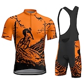 cheap Men's Clothing Sets-Men's Cycling Jersey with Bib Shorts Short Sleeve Mountain Bike MTB Road Bike Cycling Summer Blue Yellow Red Graphic Bike 3D Pad Quick Dry Back Pocket Moisture Wicking Breathable Spandex Sports