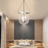economico Luci a sospensione-lampade a sospensione retro oro rame nero 3 luci appese luce stile industriale paralume in vetro trasparente lampadario illuminazione a soffitto per soggiorno studio apparecchio di illuminazione per