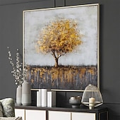 billige Blomster-/botaniske malerier-håndlaget oljemaleri lerret veggkunstdekorasjon moderne abstrakt gyldent trelandskap for hjemmeinnredning rullet rammeløst ustrukket maleri