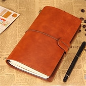 cheap Notebooks &amp; Planners-Classic Retro PU Leather Travel Notebook Personalized Journal Spiral Ring Binder Diary Notepad, Back to School Gift