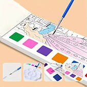 preiswerte Mal-, Zeichen- und Künstlerbedarf-12-teiliges Aquarell-Malbuch für Kinder, Mal- und Zeichenbuch für Schüler, Zeichen- und Malpapier mit integriertem Aquarellstift, der die Konzentration der Kinder verbessert