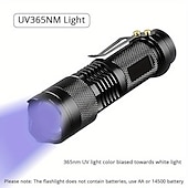 cheap Flashlights-Zoomable UV Flashlight with Clip - Waterproof Torch in Red, Blue, Green &amp; Purple Black Light for Fluorescent Detection &amp; Camping