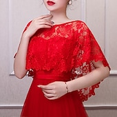 cheap Cape-Women&#039;s Wrap Cape Vintage Elegant Sleeveless Polyester Wedding Wraps With Lace For Wedding Summer
