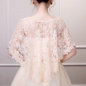 cheap Cape-Women&#039;s Wrap Cape Vintage Elegant Sleeveless Polyester Wedding Wraps With Lace For Wedding Summer