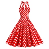 olcso Ruhák-Retró 1950-es Rockabilly A-Line ruha Swing ruha Pánt Pöttyös Női Álarcos mulatság Alkalmi / Napi Lánybúcsú Felnőttek Ruha Hazatérő ruhák Tavaszi nyár