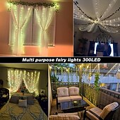 cheap USB String Lights-LED  Curtain String Lights 3x3M-300 LED 8 Modes USB with Remote 9 Colors for Home Room Bedroom Wedding Party Christmas Window Wall DecorationsRoom Decor