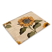 abordables Plaidemats &amp; Coasters &amp; Trivets-Manteles individuales de girasoles resistentes al calor, mantel individual resistente a las manchas, mantel individual para boda, cocina, mesa de comedor, decoración interior y exterior