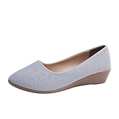 economico Slip-ons e mocassini da donna-ballerine con zeppa glitterate rosa da donna: comode ballerine scintillanti slip-on per uscite casual, feste e uso quotidiano