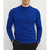 cheap Men&#039;s Pullover Sweater-Men&#039;s Sweater Pullover Sweater Jumper Ribbed Knit Knitted Plain Mock Neck Stylish Casual Daily Wear Vacation Clothing Apparel Spring &amp;  Fall Black White S M L