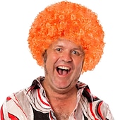 abordables Perruques de carnaval-perruques afro courtes et moelleuses - femmes hommes crépus bouclés disco hippie perruque pour costume cosplay carnaval fête de Noël