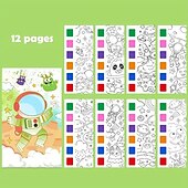 preiswerte Mal-, Zeichen- und Künstlerbedarf-12-teiliges Aquarell-Malbuch für Kinder, Mal- und Zeichenbuch für Schüler, Zeichen- und Malpapier mit integriertem Aquarellstift, der die Konzentration der Kinder verbessert