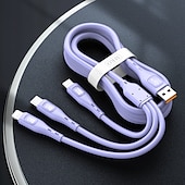 economico Cavetti per cellulari-3 in 1 design per mac 120w usb c multi cavo di ricarica veloce 3in1 cavo di ricarica per telefono multiplo usb c multi cavo con tipo c/micro usb/ip per samsung s23 s22 s21 per iphone 14 13 12 11 x xs