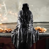 お買い得  ハロウィンの吊るし飾りとテーブルトップ装飾-ハロウィン ホラー アート デザイン 樹脂 黒ローブ 死神 座像 ゴシック ダークナイト テロ 死神の装飾 ハロウィン ホーム デコレーション 本棚 デスクトップ 装飾 ギフト 1pc