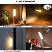 abordables éClairage d&#039;intérieur-led pir capteur de mouvement humain applique usb bâton en bois déplacer la lumière de nuit magnétique couloir armoire garde-robe lumière décor à la maison lumière