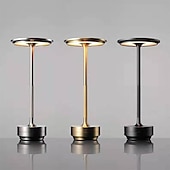 baratos Candeeiros de mesa-Candeeiro de mesa sem fio de alumínio led tricolor com escurecimento de toque recarregável luz noturna de mesa led lâmpada de leitura para restaurante bar de hotel iluminação de decoração de quarto
