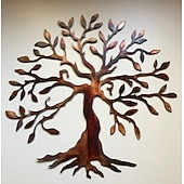 abordables decoración de pared de metal-Árbol de metal para decoración de pared, árbol de la vida, arte de pared de metal, pájaro, adorno para el hogar, dormitorio, sala de estar, decoración de ventanas