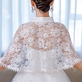 abordables Velos de Boda-chales abrigo de mujer estilo flor elegante sin mangas encaje otoño boda envuelve con flor para boda primavera/otoño&amp;amp; verano
