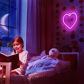 levne Neonová LED světla-LED neonový nápis růžové srdce noční světlo baterie USB napájení pro světlou stěnu dekorační osvětlení herna kolej svatební narozeninová oslava domácí dekorace Den matek